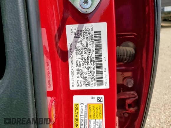 2020 Honda Accord Sport with VIN 1HGCV2F35LA003858, listed as a Copart auction lot 64201485 with 86,680 mi miles and Clean title. Bid and sale history available at DreamBid. Image 12.