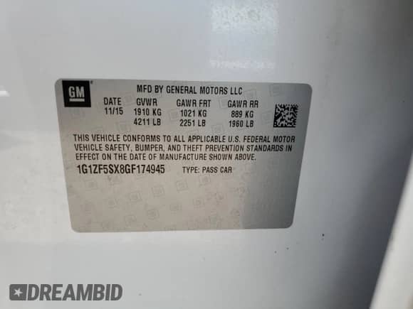 2016 Chevrolet Malibu LT с VIN 1G1ZF5SX8GF174945, выставлен на аукционе Copart как лот 64961775 с пробегом 105 683 миль миль и Списание • Salvage title. История ставок и продаж доступна на DreamBid. Изображение 12.