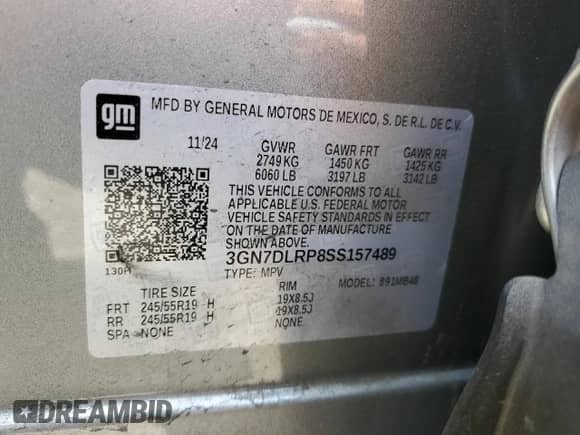 2025 Chevrolet Equinox EV LT с VIN 3GN7DLRP8SS157489, выставлен на аукционе Copart как лот 61866685 с пробегом 10 599 миль миль и Списание • Salvage title. История ставок и продаж доступна на DreamBid. Изображение 13.