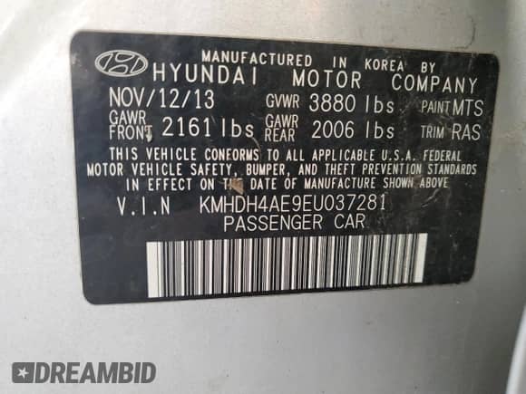 2014 Hyundai Elantra Limited с VIN KMHDH4AE9EU037281, выставлен на аукционе Copart как лот 81099565 с пробегом 124 338 миль миль и Чистый • Clean title. История ставок и продаж доступна на DreamBid. Изображение 12.