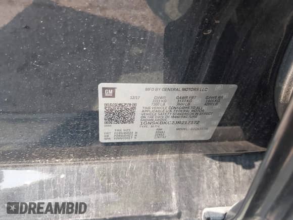2018 Chevrolet Tahoe LT z VIN 1GNSKBKC2JR217172, wystawiony jako IAAI lot #42356962 z przebiegiem 129 130 mil mil oraz . Historia ofert i sprzedaży dostępna na DreamBid. Obrazek 9.