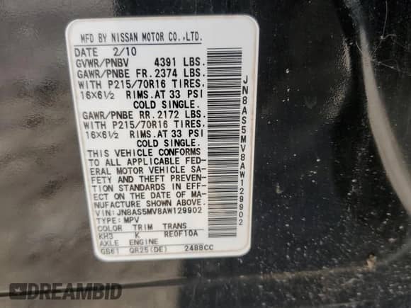 2010 Nissan Rogue S с VIN JN8AS5MV8AW129902, выставлен на аукционе Copart как лот 71284855 с пробегом 171 390 миль миль и Списание • Salvage title. История ставок и продаж доступна на DreamBid. Изображение 13.