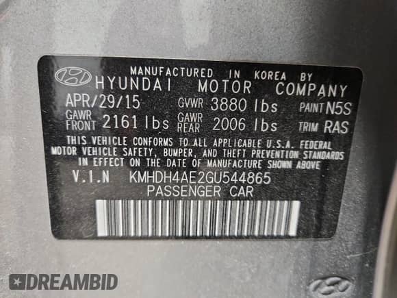 2016 Hyundai Elantra Limited with VIN KMHDH4AE2GU544865, listed as a Copart auction lot 86295605 with 113,533 mi miles and Salvage title. Bid and sale history available at DreamBid. Image 13.