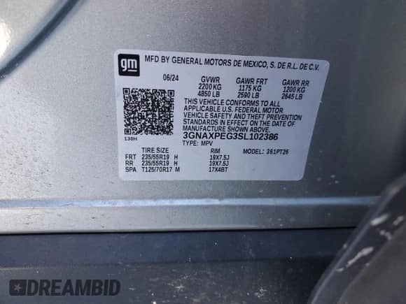 2025 Chevrolet Equinox AWD LT с VIN 3GNAXPEG3SL102386, выставлен на аукционе Copart как лот 41453485 с пробегом 5 359 миль миль и Списание • Salvage title. История ставок и продаж доступна на DreamBid. Изображение 12.