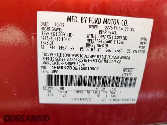 2017 Ford Explorer с VIN 1FM5K7B82HGE10907, выставлен на аукционе Copart как лот 80305365 с пробегом 98 923 миль миль и Списание • Salvage title. История ставок и продаж доступна на DreamBid. Изображение 13.