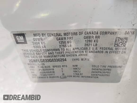 2016 Chevrolet Equinox LTZ z VIN 2GNFLGE33G6336294, wystawiony jako IAAI lot #43395468 z przebiegiem 95 325 mil mil oraz . Historia ofert i sprzedaży dostępna na DreamBid. Obrazek 9.