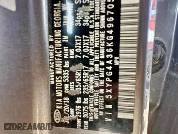 2019 Kia Sorento L z VIN 5XYPG4A36KG496705, wystawiony jako Copart lot #69328235 z przebiegiem 202 283 mil mil oraz Czysty tytuł • Clean title. Historia ofert i sprzedaży dostępna na DreamBid. Obrazek 10.