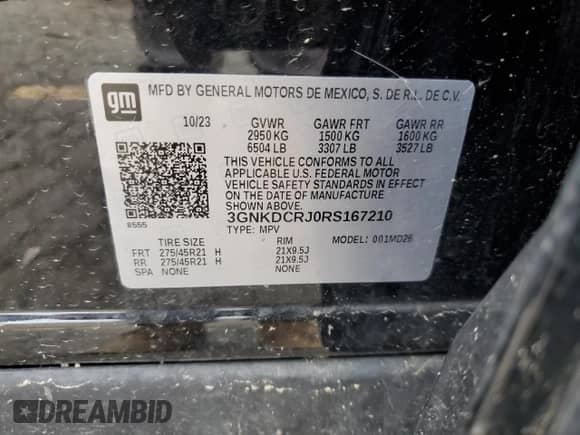 2024 Chevrolet Blazer EV eAWD RS с VIN 3GNKDCRJ0RS167210, выставлен на аукционе Copart как лот 67012915 с пробегом 11 296 миль миль и На запчасти • Non repairable. История ставок и продаж доступна на DreamBid. Изображение 13.