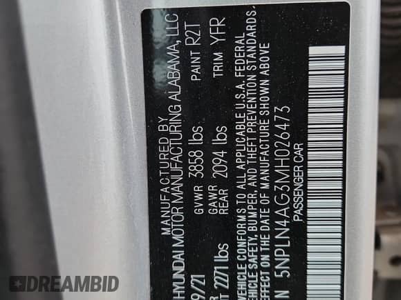 2021 Hyundai Elantra SEL с VIN 5NPLN4AG3MH026473, выставлен на аукционе Copart как лот 80282035 с пробегом 37 193 миль миль и Списание • Salvage title. История ставок и продаж доступна на DreamBid. Изображение 12.