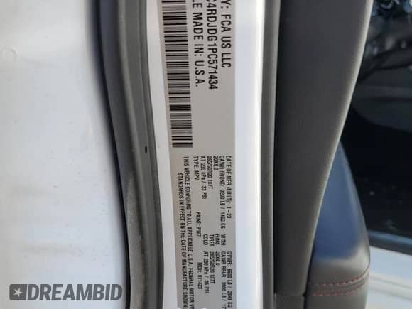 2023 Dodge Durango GT Premium z VIN 1C4RDJDG1PC571434, wystawiony jako Copart lot #64645795 z przebiegiem 70 494 mil mil oraz Szkoda całkowita • Salvage title. Historia ofert i sprzedaży dostępna na DreamBid. Obrazek 14.
