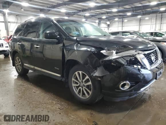 2014 Nissan Pathfinder SV Hybrid with VIN 5N1CR2MM0EC659631, listed as a Copart auction lot 62788575 with 104,147 mi miles and Salvage title. Bid and sale history available at DreamBid. Image 4.