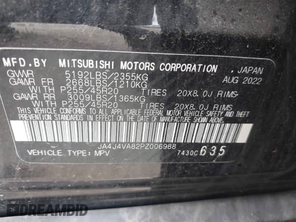 2023 Mitsubishi Outlander SEL z VIN JA4J4VA82PZ006988, wystawiony jako IAAI lot #42436729 z przebiegiem 76 957 mil mil oraz . Historia ofert i sprzedaży dostępna na DreamBid. Obrazek 9.