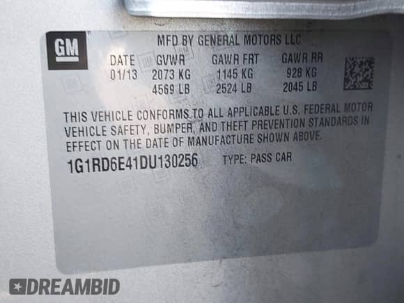 2013 Chevrolet Volt с VIN 1G1RD6E41DU130256, выставлен на аукционе IAAI как лот 43301305 с пробегом 100 575 миль миль и . История ставок и продаж доступна на DreamBid. Изображение 9.