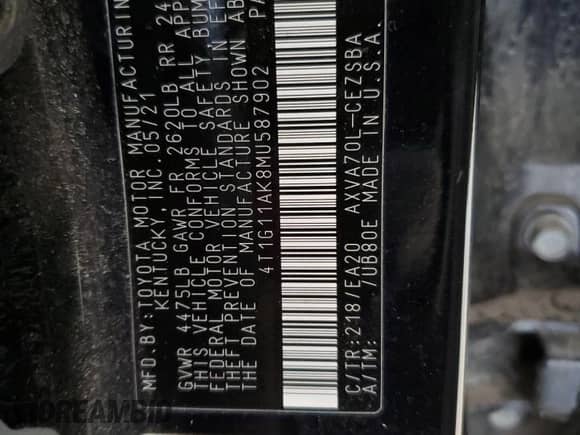 2021 Toyota Camry SE Nightshade z VIN 4T1G11AK8MU587902, wystawiony jako Copart lot #69937315 z przebiegiem 88 231 mil mil oraz Czysty tytuł • Clean title. Historia ofert i sprzedaży dostępna na DreamBid. Obrazek 12.