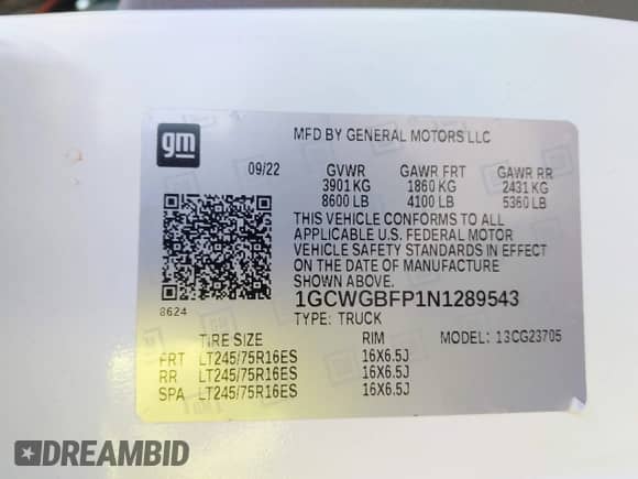 2022 Chevrolet Express Cargo с VIN 1GCWGBFP1N1289543, выставлен на аукционе IAAI как лот 43120367 с пробегом 76 285 миль миль и . История ставок и продаж доступна на DreamBid. Изображение 9.