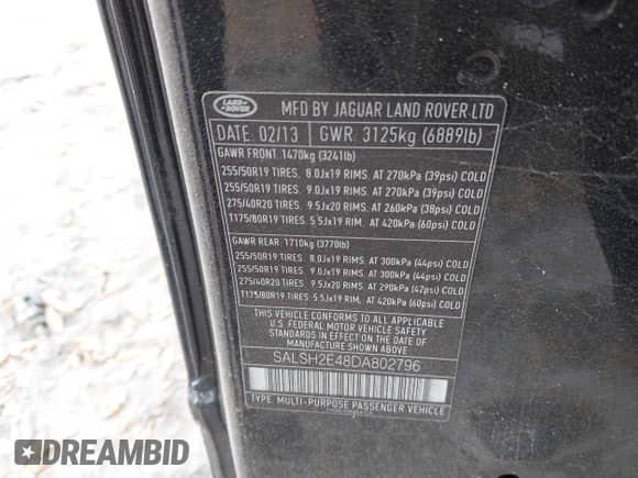 2013 Land Rover Range Rover Sport SC z VIN SALSH2E48DA802796, wystawiony jako IAAI lot #41613187 z przebiegiem 104 024 mil mil oraz . Historia ofert i sprzedaży dostępna na DreamBid. Obrazek 9.