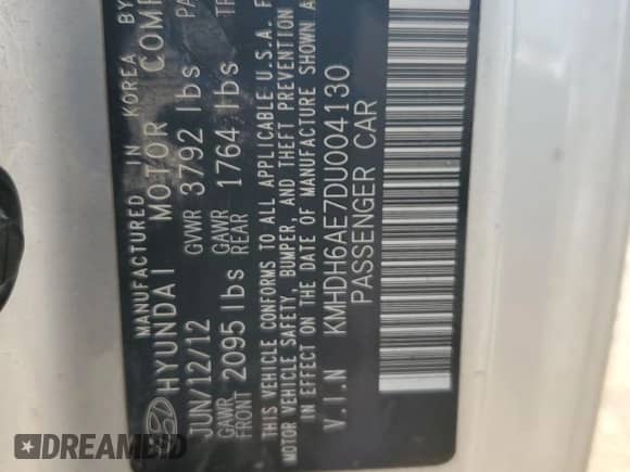 2013 Hyundai Elantra SE with VIN KMHDH6AE7DU004130, listed as a Copart auction lot 65210505 with 146,516 mi miles and Clean title. Bid and sale history available at DreamBid. Image 12.