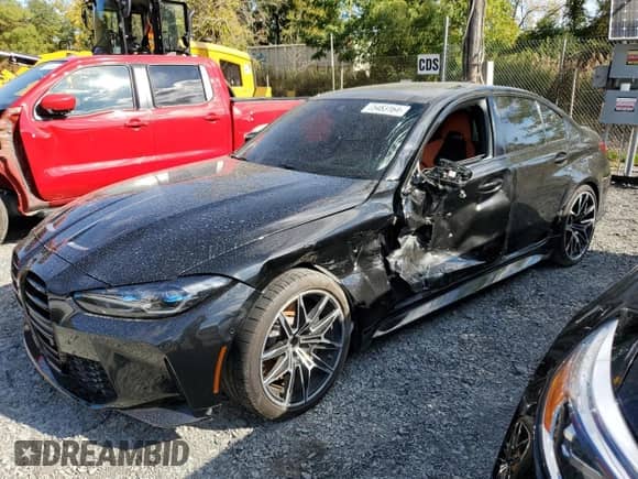 2022 BMW M3 с VIN WBS53AY0XNFL73101, выставлен на аукционе Copart как лот 80059904 с пробегом 12 889 миль миль и Списание • Salvage title. История ставок и продаж доступна на DreamBid. Изображение 1.
