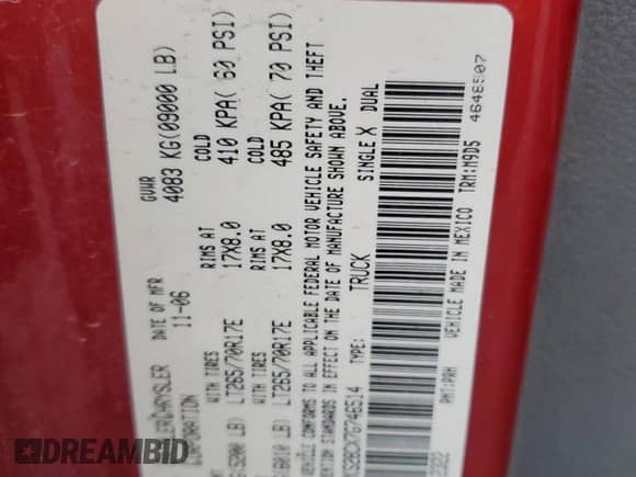 2007 Dodge 2500 SLT with VIN 3D7KS28CX7G746514, listed as a Copart auction lot 86828425 with 299,737 mi miles and Salvage title. Bid and sale history available at DreamBid. Image 12.