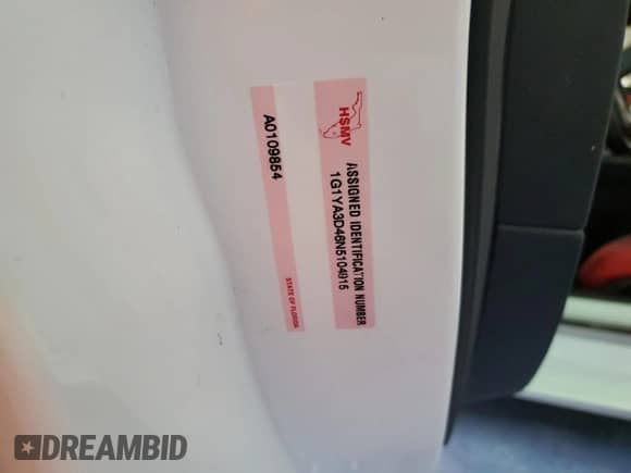 2022 Chevrolet Corvette 1LT с VIN 1G1YA3D46N5104915, выставлен на аукционе Copart как лот 55291984 с пробегом Не указан миль и Списание • Salvage title. История ставок и продаж доступна на DreamBid. Изображение 12.