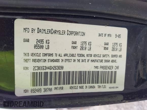 2006 Chrysler 300 C with VIN 2C3KK63H46H263690, listed as a IAAI auction lot 43401520 with 156,740 mi miles and . Bid and sale history available at DreamBid. Image 9.