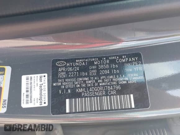 2024 Hyundai Elantra SE z VIN KMHLL4DG0RU784796, wystawiony jako IAAI lot #42354131 z przebiegiem 20 784 mil mil oraz . Historia ofert i sprzedaży dostępna na DreamBid. Obrazek 9.