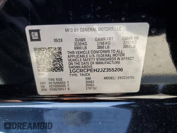 2018 Chevrolet Silverado 1500 Custom с VIN 1GCRCPEH2JZ355206, выставлен на аукционе Copart как лот 60479265 с пробегом 166 907 миль миль и Списание • Salvage title. История ставок и продаж доступна на DreamBid. Изображение 12.
