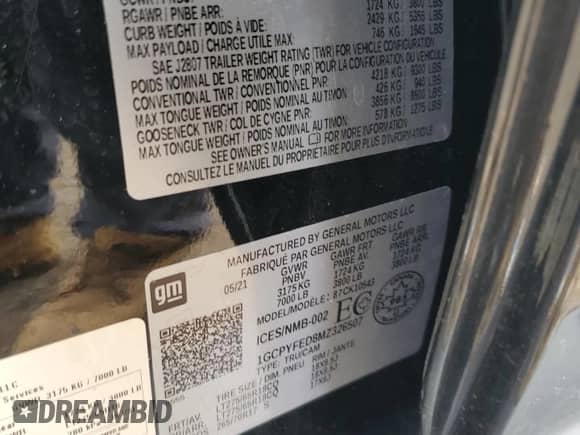2021 Chevrolet Silverado 1500 LT Trail Boss с VIN 1GCPYFED8MZ326507, выставлен на аукционе Copart как лот 80057465 с пробегом 61 033 миль миль и Списание • Salvage title. История ставок и продаж доступна на DreamBid. Изображение 13.