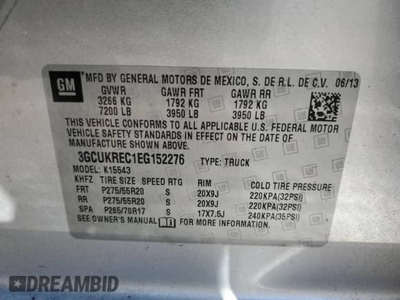 2014 Chevrolet Silverado 1500 LT with VIN 3GCUKREC1EG152276, listed as a Copart auction lot 83937285 with 105,532 mi miles and Salvage title. Bid and sale history available at DreamBid. Image 12.