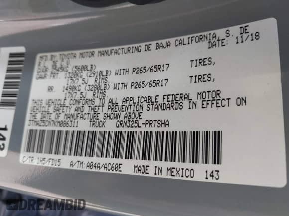 2019 Toyota Tacoma SR5 с VIN 3TMAZ5CN7KM086311, выставлен на аукционе IAAI как лот 43131255 с пробегом 33 027 миль миль и . История ставок и продаж доступна на DreamBid. Изображение 9.