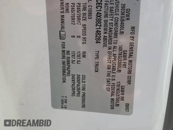 2008 Chevrolet Silverado 1500 Work Truck с VIN 1GCEC14X88Z148284, выставлен на аукционе Copart как лот 61037355 с пробегом 83 163 миль миль и Чистый • Clean title. История ставок и продаж доступна на DreamBid. Изображение 13.