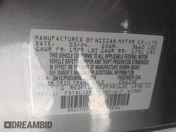 2024 Nissan Kicks SR с VIN 3N1CP5DV8RL540856, выставлен на аукционе IAAI как лот 42315370 с пробегом 21 725 миль миль и . История ставок и продаж доступна на DreamBid. Изображение 9.