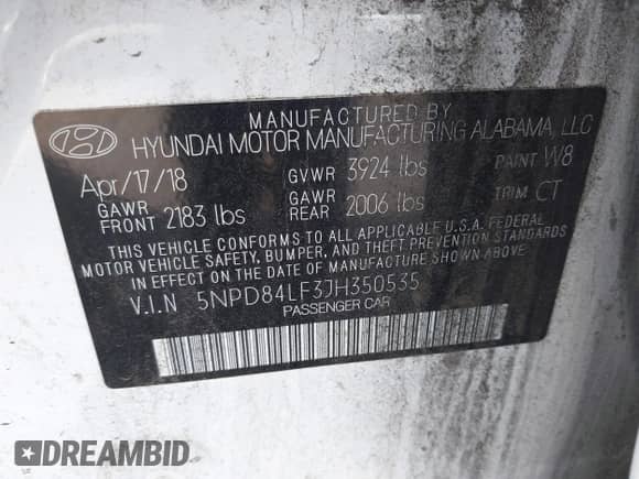 2018 Hyundai Elantra SEL z VIN 5NPD84LF3JH350535, wystawiony jako IAAI lot #43277872 z przebiegiem 86 885 mil mil oraz . Historia ofert i sprzedaży dostępna na DreamBid. Obrazek 9.