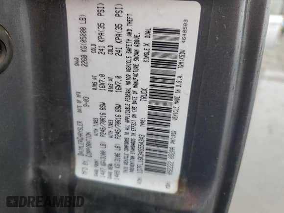 2004 Dodge Dakota with VIN 1D7FL16K34S554343, listed as a Copart auction lot 84607944 with 352,061 mi miles and Salvage title. Bid and sale history available at DreamBid. Image 14.
