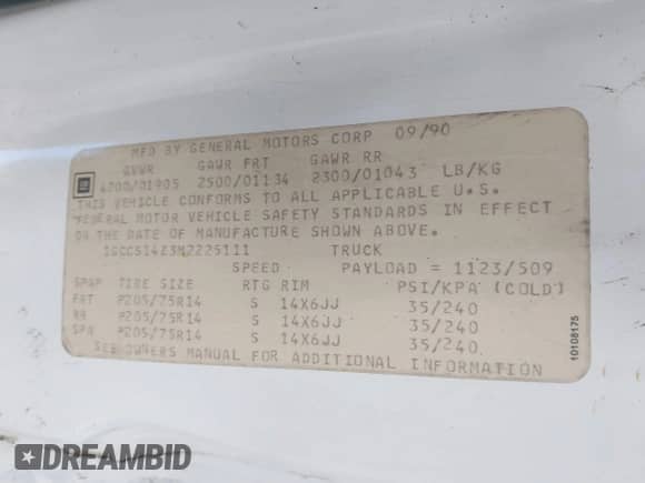1991 Chevrolet S-10 с VIN 1GCCS14Z3M2225111, выставлен на аукционе IAAI как лот 43214319 с пробегом 119 780 миль миль и . История ставок и продаж доступна на DreamBid. Изображение 9.