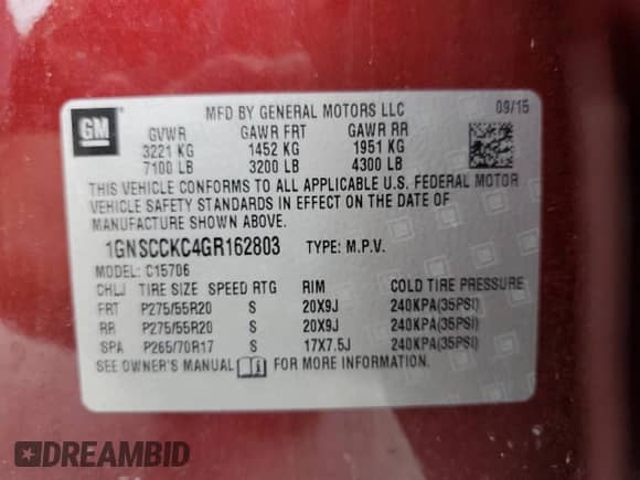 2016 Chevrolet Tahoe LTZ с VIN 1GNSCCKC4GR162803, выставлен на аукционе Copart как лот 70839325 с пробегом Не указан миль и Списание • Salvage title. История ставок и продаж доступна на DreamBid. Изображение 13.