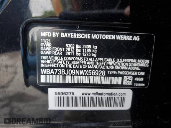 2022 BMW 5 Series 540i xDrive z VIN WBA73BJ09NWX56928, wystawiony jako Copart lot #69010475 z przebiegiem 22 598 mil mil oraz Szkoda całkowita • Salvage title. Historia ofert i sprzedaży dostępna na DreamBid. Obrazek 13.