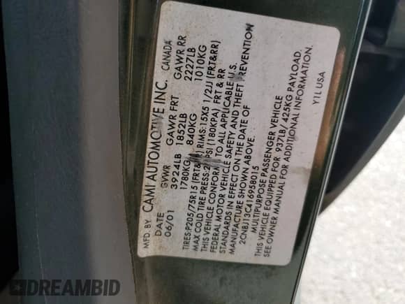 2001 Chevrolet Tracker с VIN 2CNBJ13C416958015, выставлен на аукционе Copart как лот 71782984 с пробегом 220 460 миль миль и Списание • Salvage title. История ставок и продаж доступна на DreamBid. Изображение 12.