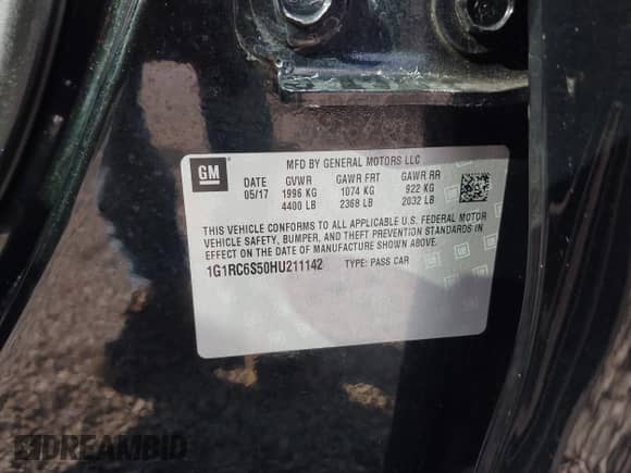 2017 Chevrolet Volt LT z VIN 1G1RC6S50HU211142, wystawiony jako IAAI lot #43137100 z przebiegiem Nie podano mil oraz . Historia ofert i sprzedaży dostępna na DreamBid. Obrazek 9.