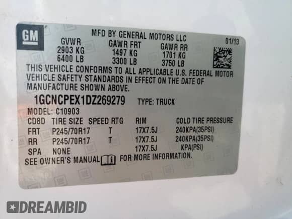 2013 Chevrolet Silverado 1500 Work Truck z VIN 1GCNCPEX1DZ269279, wystawiony jako Copart lot #52378315 z przebiegiem 115 243 mil mil oraz Czysty tytuł • Clean title. Historia ofert i sprzedaży dostępna na DreamBid. Obrazek 12.