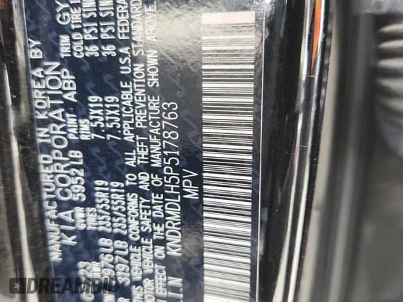 2023 Kia Sorento SX Prestige with VIN KNDRMDLH5P5178763, listed as a Copart auction lot 67304055 with 44,607 mi miles and Salvage title. Bid and sale history available at DreamBid. Image 13.