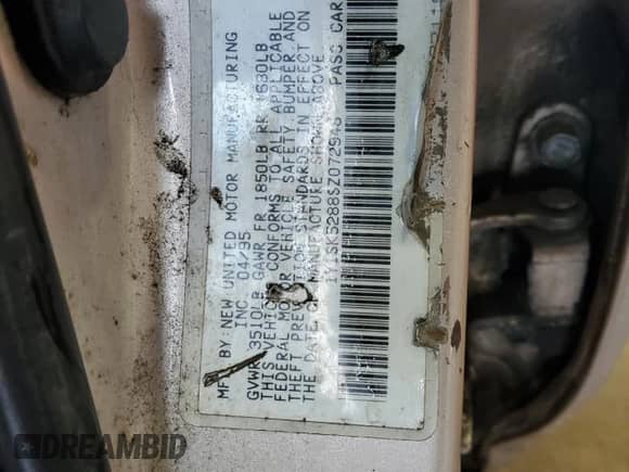 1995 Chevrolet Prizm с VIN 1Y1SK5288SZ072948, выставлен на аукционе Copart как лот 63063595 с пробегом 179 274 миль миль и Списание • Salvage title. История ставок и продаж доступна на DreamBid. Изображение 13.