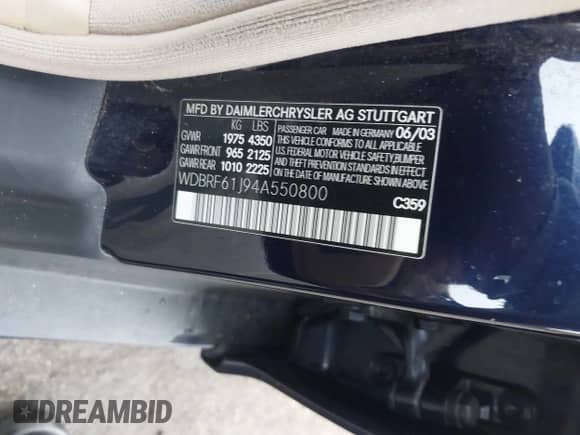 2004 Mercedes-Benz C 240 с VIN WDBRF61J94A550800, выставлен на аукционе IAAI как лот 37915634 с пробегом 115 016 миль миль и . История ставок и продаж доступна на DreamBid. Изображение 9.