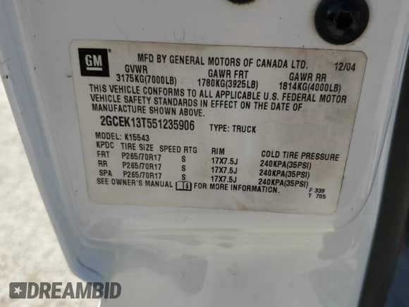 2005 Chevrolet Silverado 1500 LS с VIN 2GCEK13T551235906, выставлен на аукционе Copart как лот 84962985 с пробегом 163 657 миль миль и Списание • Salvage title. История ставок и продаж доступна на DreamBid. Изображение 13.