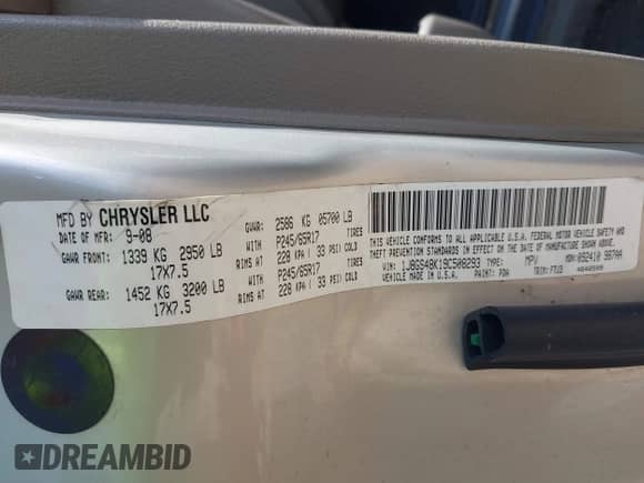 2009 Jeep Grand Cherokee Laredo with VIN 1J8GS48K19C508293, listed as a IAAI auction lot 43037613 with 220,733 mi miles and . Bid and sale history available at DreamBid. Image 9.