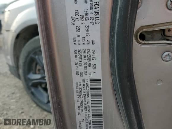 2018 Dodge Journey Crossroad с VIN 3C4PDDGG7JT220169, выставлен на аукционе Copart как лот 80125435 с пробегом Не указан миль и Списание • Salvage title. История ставок и продаж доступна на DreamBid. Изображение 13.