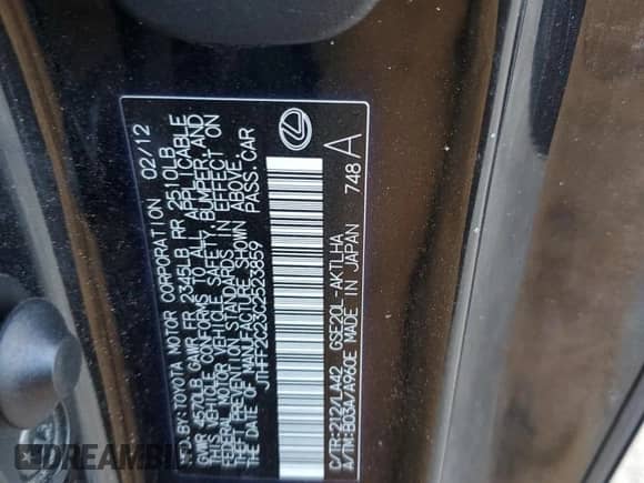 2012 Lexus IS 250 C z VIN JTHFF2C23C2523859, wystawiony jako Copart lot #86849934 z przebiegiem 221 234 mil mil oraz Szkoda całkowita • Salvage title. Historia ofert i sprzedaży dostępna na DreamBid. Obrazek 12.