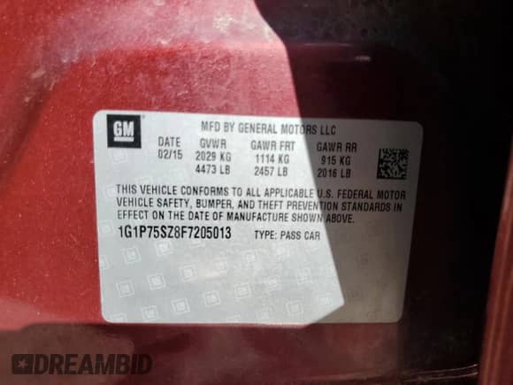 2015 Chevrolet Cruze Diesel z VIN 1G1P75SZ8F7205013, wystawiony jako Copart lot #48818665 z przebiegiem 241 654 mil mil oraz Szkoda całkowita • Salvage title. Historia ofert i sprzedaży dostępna na DreamBid. Obrazek 12.