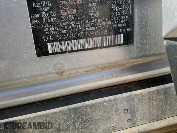 2019 Hyundai Santa Fe SEL с VIN 5NMS3CAD0KH028418, выставлен на аукционе Copart как лот 68723465 с пробегом 87 164 миль миль и Чистый • Clean title. История ставок и продаж доступна на DreamBid. Изображение 13.