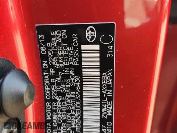 2014 Toyota Prius Three с VIN JTDZN3EU0E3296438, выставлен на аукционе Copart как лот 81140435 с пробегом 71 696 миль миль и Списание • Salvage title. История ставок и продаж доступна на DreamBid. Изображение 12.